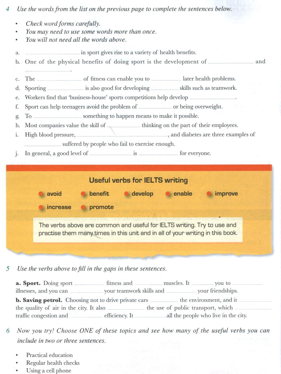Lessons for IELTS Writing: SPORT